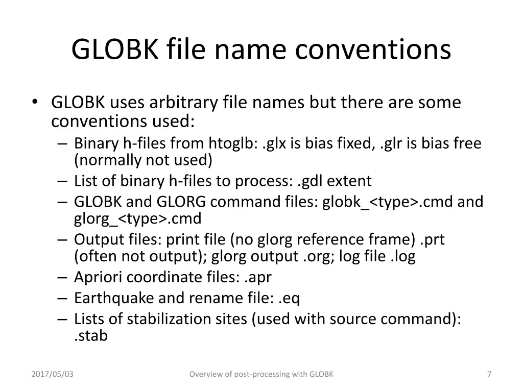 globk file name conventions