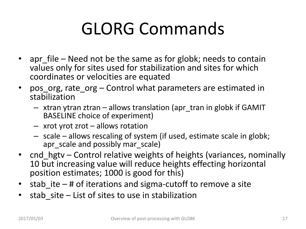 glorg commands