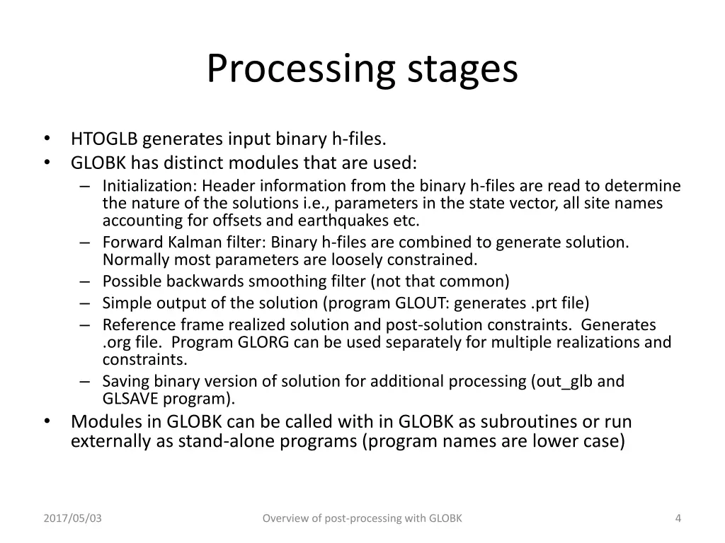processing stages