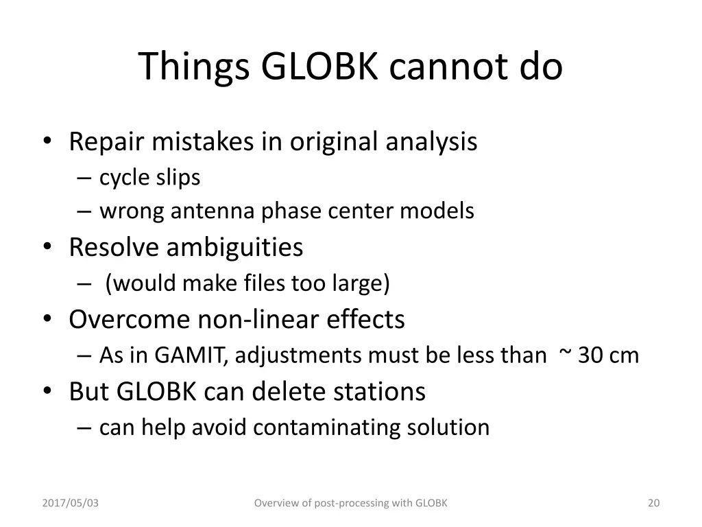 things globk cannot do