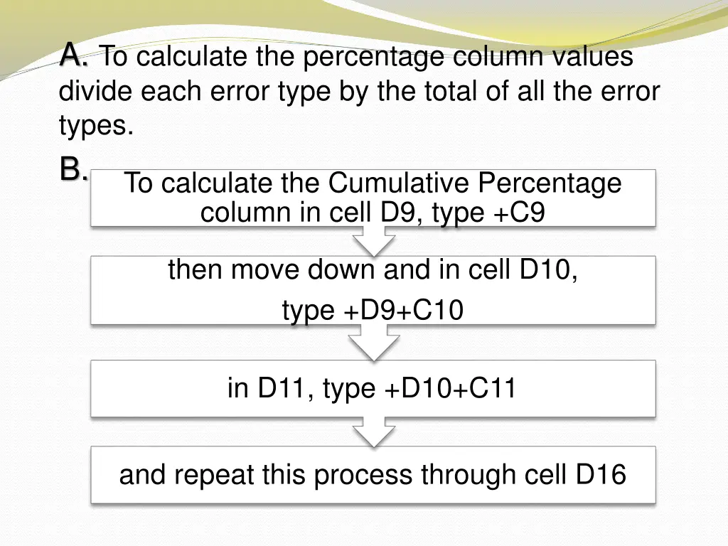 a to calculate the percentage column values