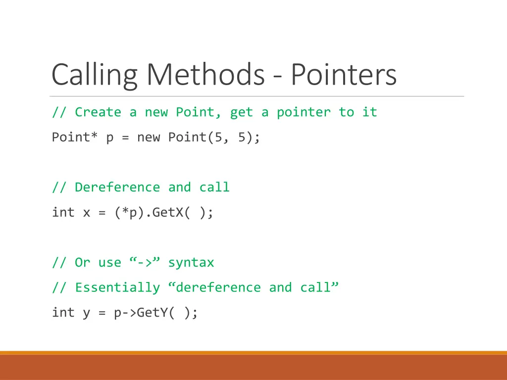 calling methods pointers 1