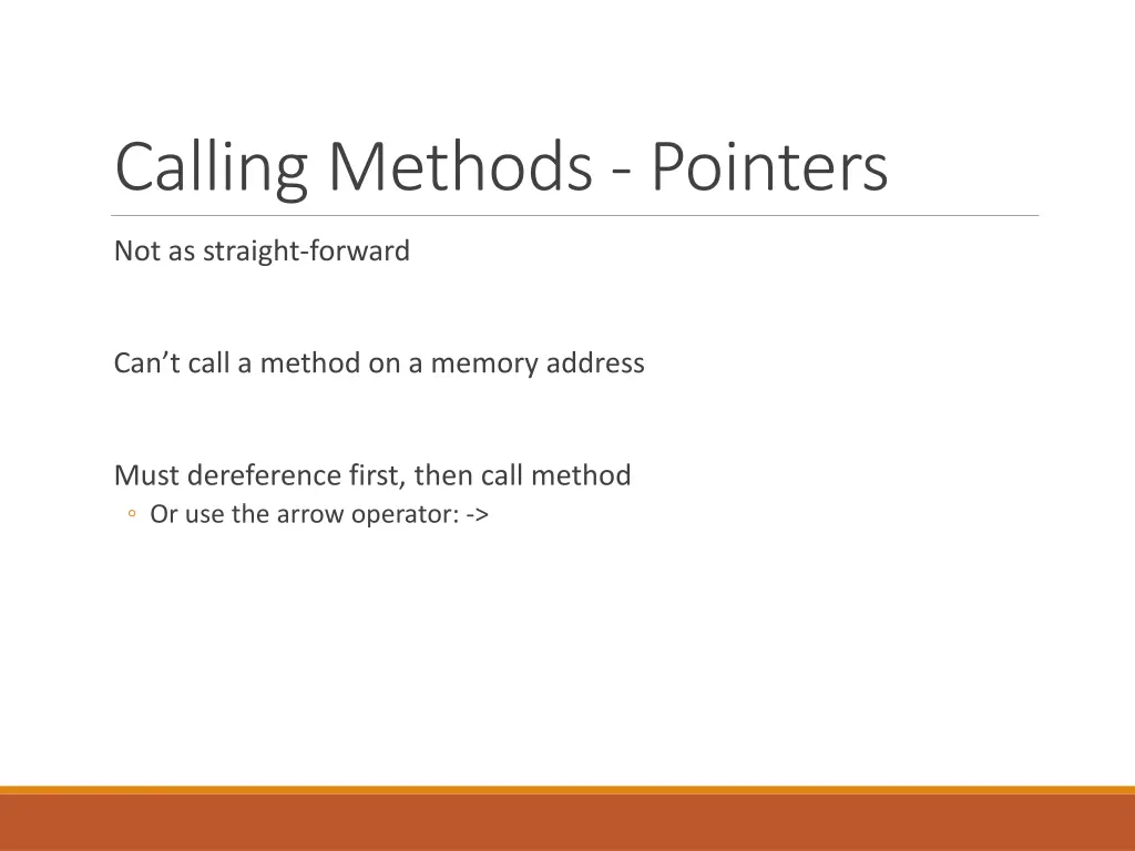 calling methods pointers