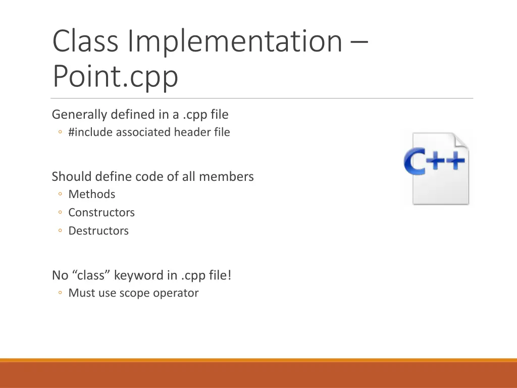 class implementation point cpp