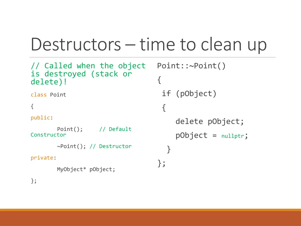 destructors time to clean up