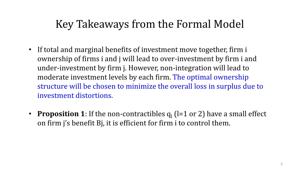 key takeaways from the formal model