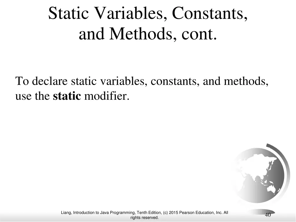 static variables constants and methods cont