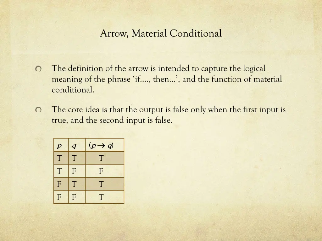 arrow material conditional