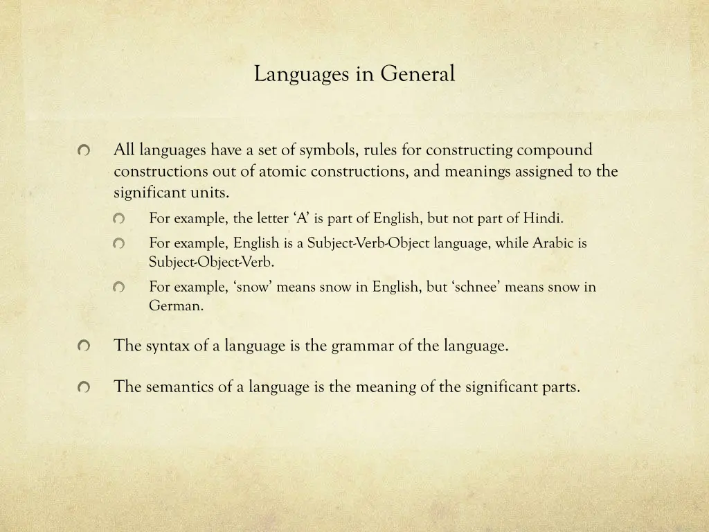languages in general