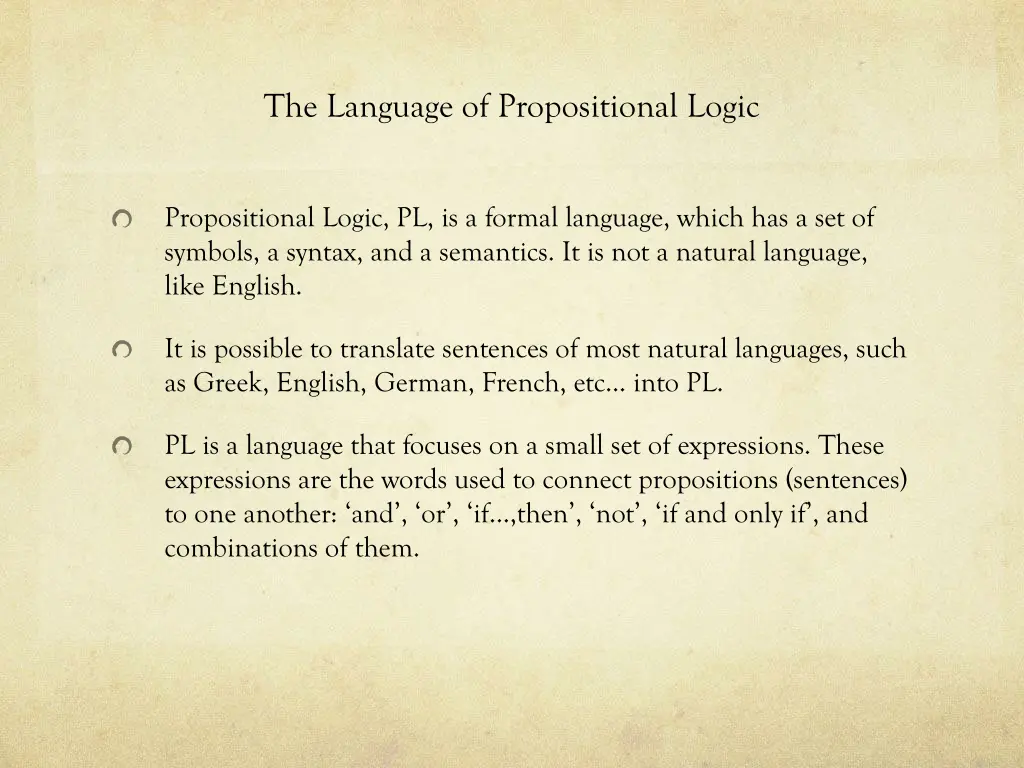 the language of propositional logic