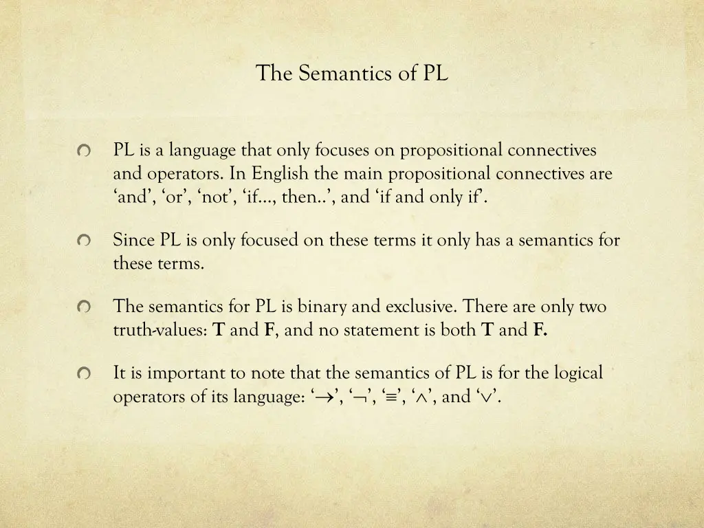 the semantics of pl
