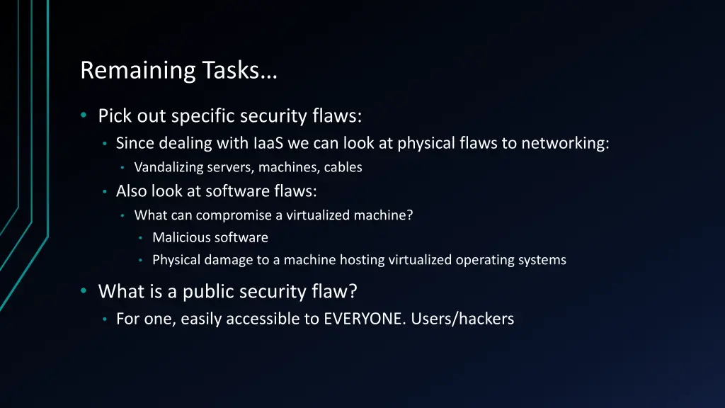 remaining tasks