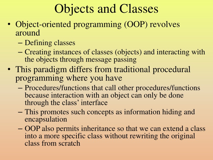objects and classes object oriented programming