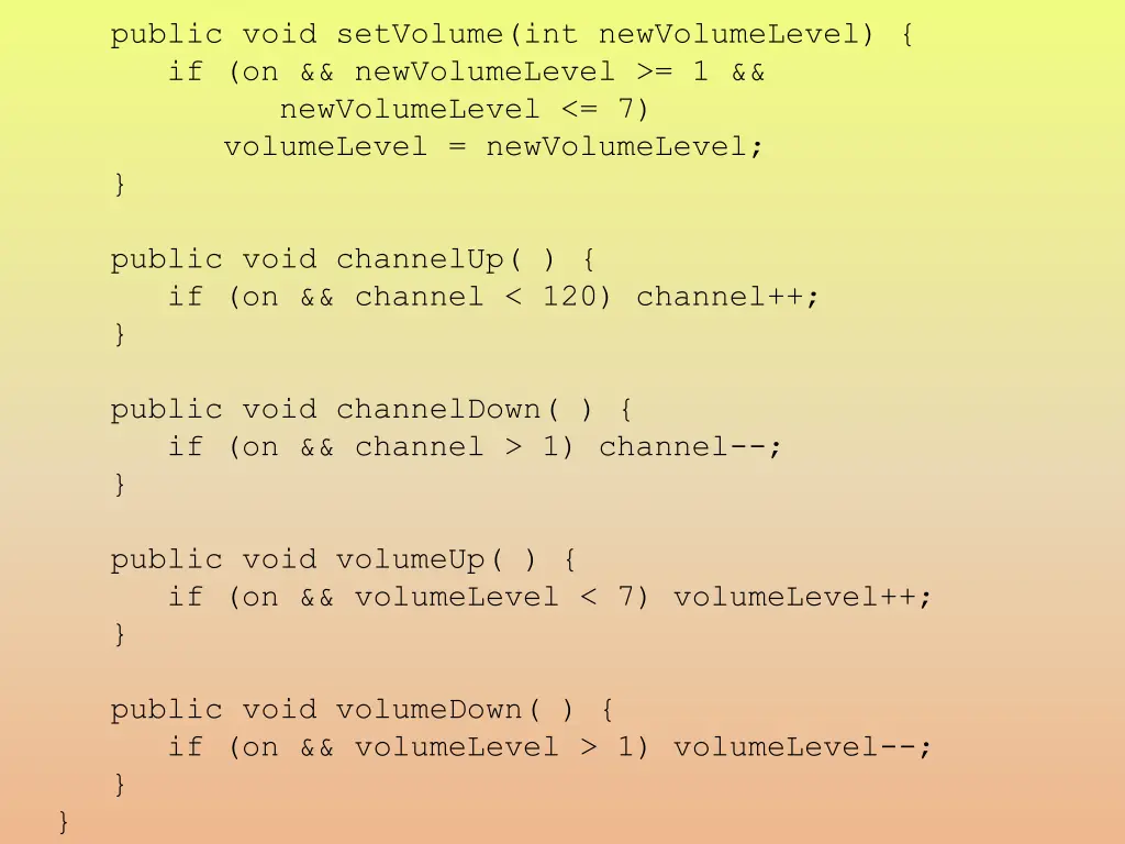 public void setvolume int newvolumelevel