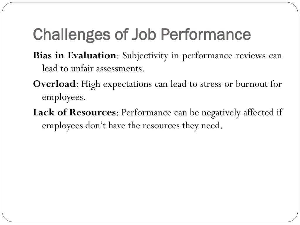 challenges of job performance challenges