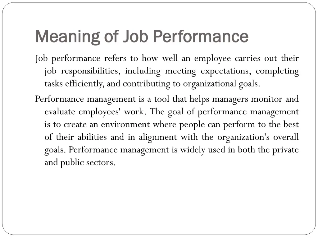 meaning of job performance meaning 1