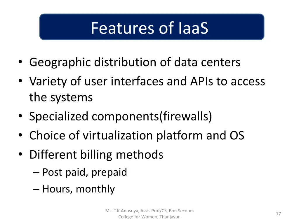 features of iaas