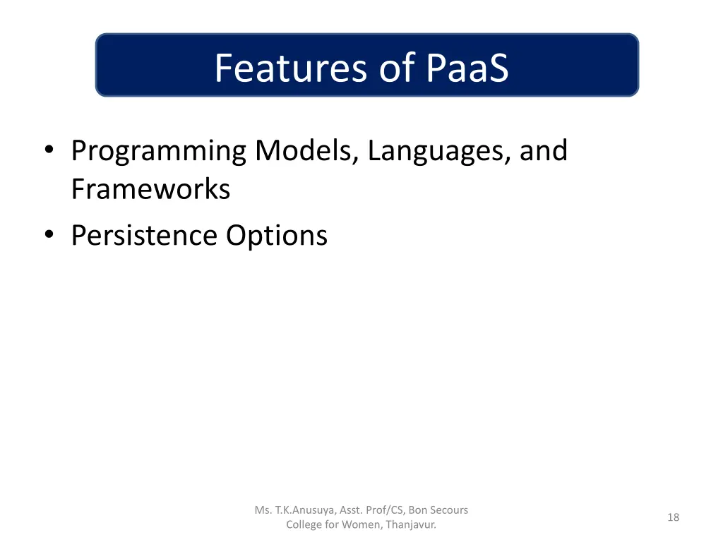 features of paas