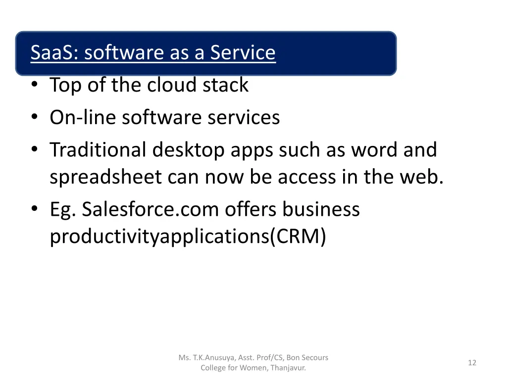 saas software as a service top of the cloud stack