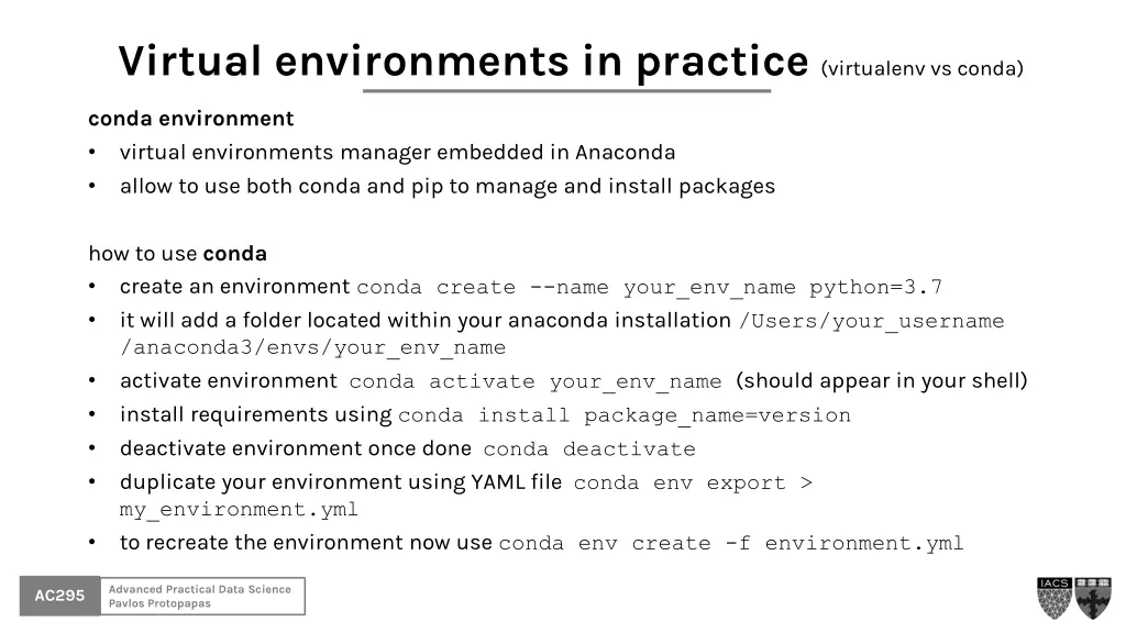 virtual environments in practice virtualenv