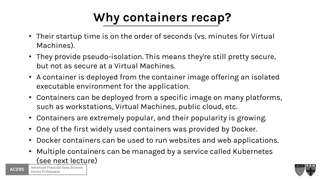 why containers recap