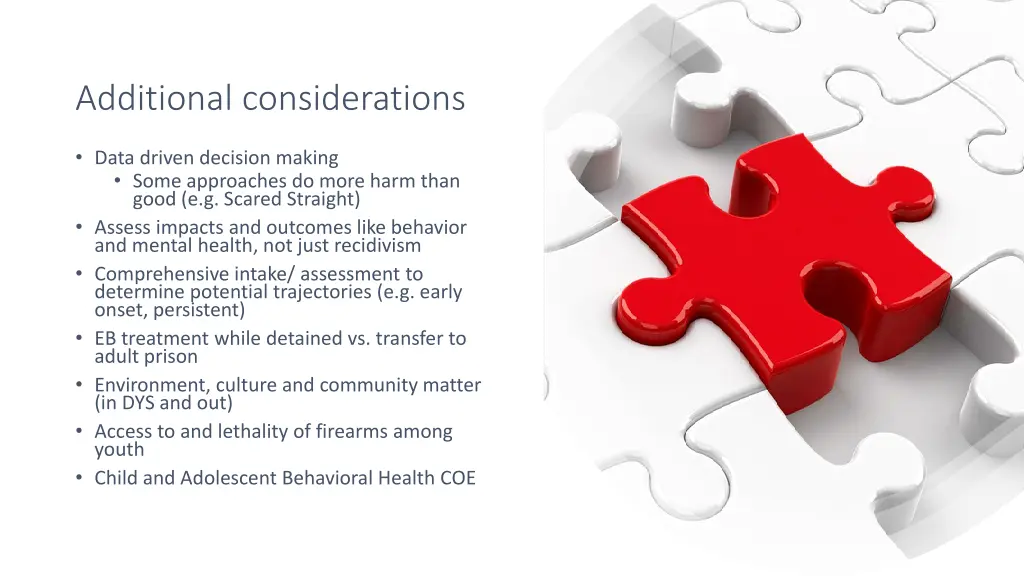 additional considerations