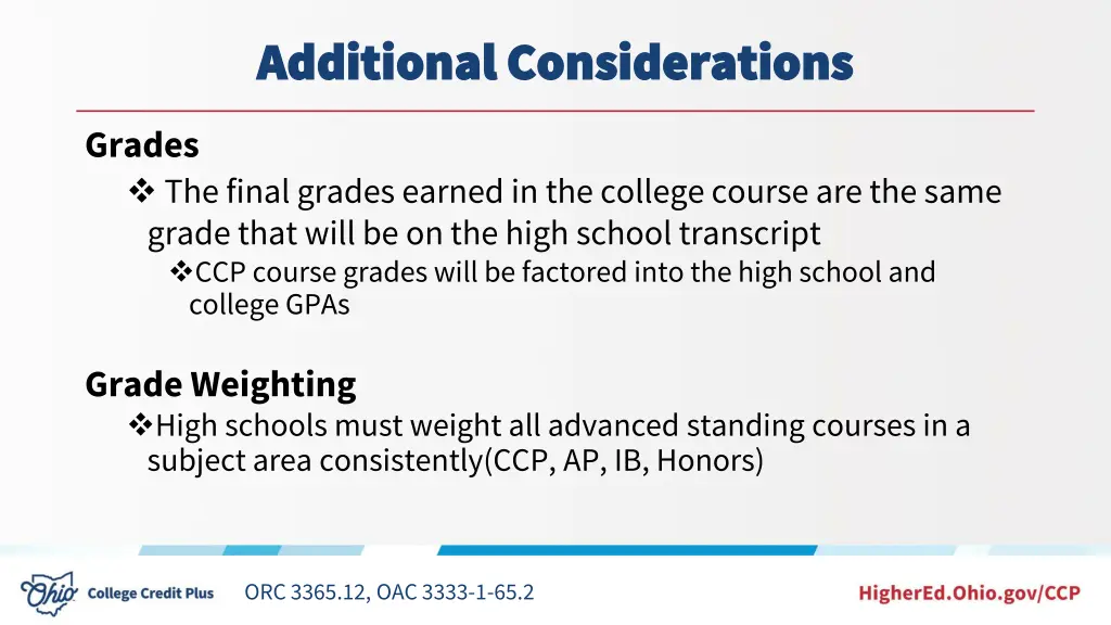 additional considerations additional