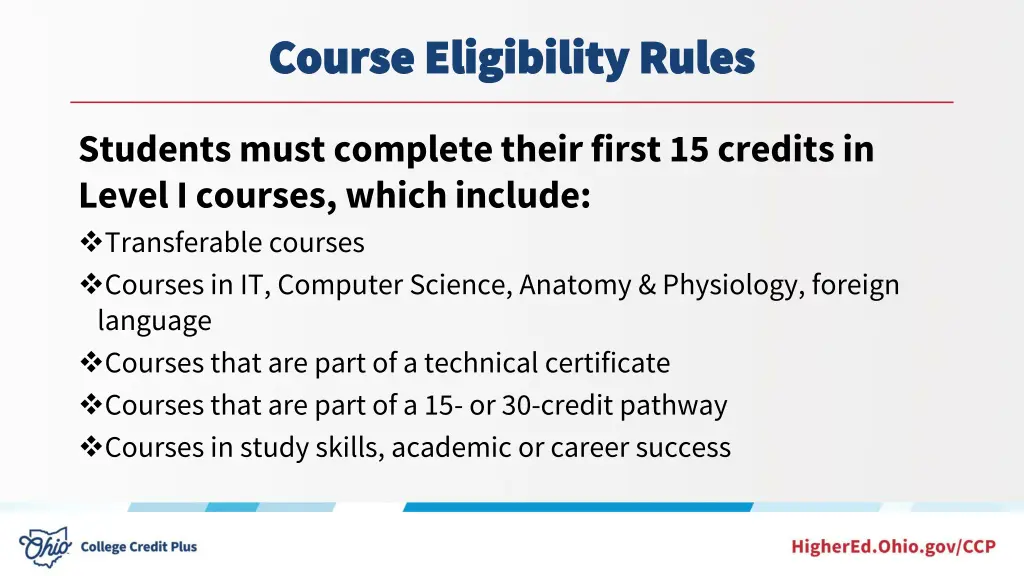 course eligibility rules course eligibility rules