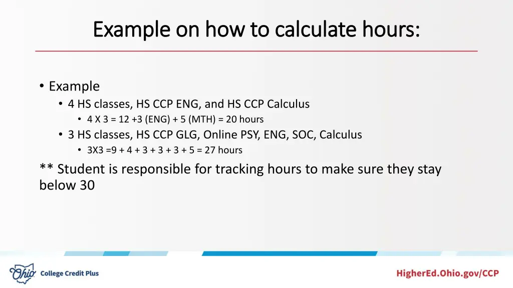 example on how to calculate hours example