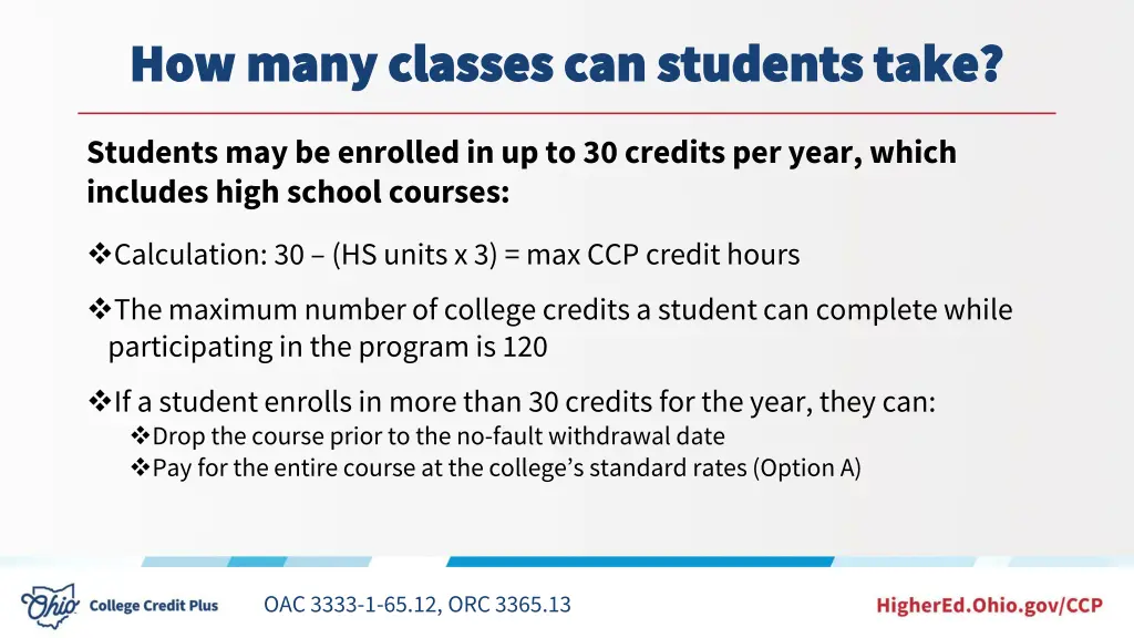 how many classes can students take how many