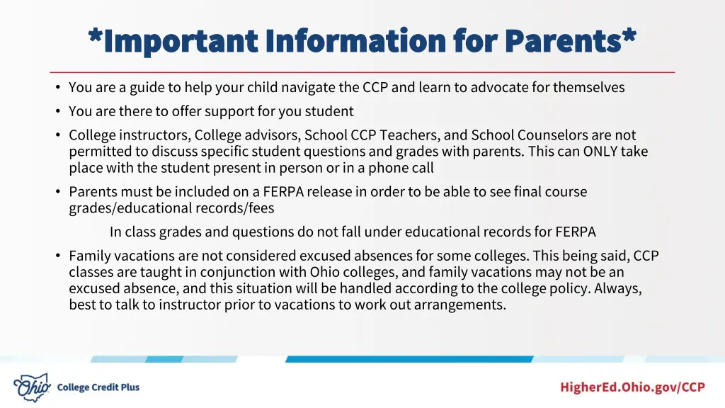 important information for parents important