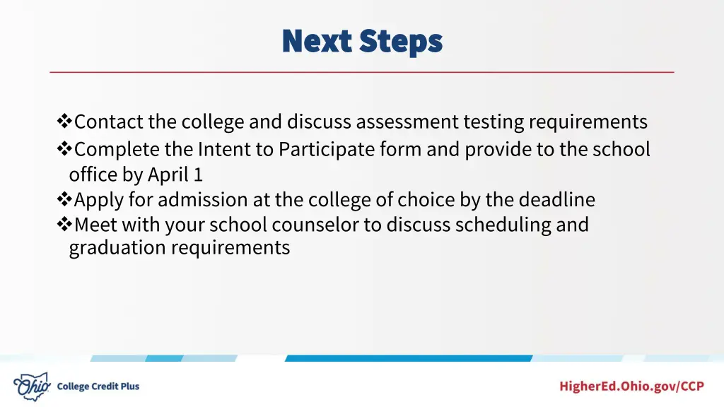 next steps next steps