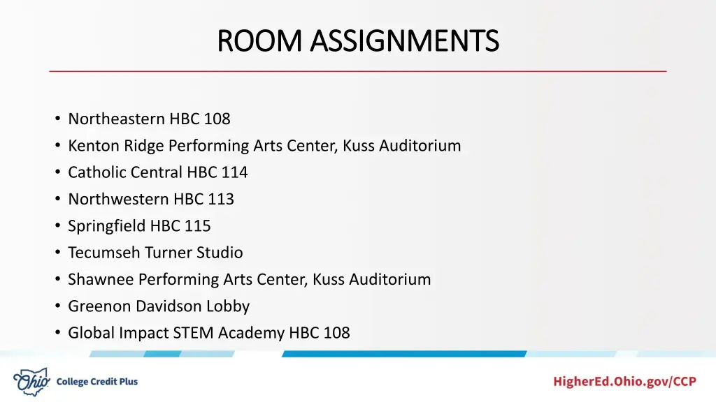 room assignments room assignments
