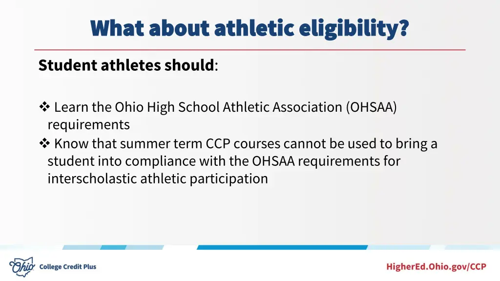 what about athletic eligibility what about