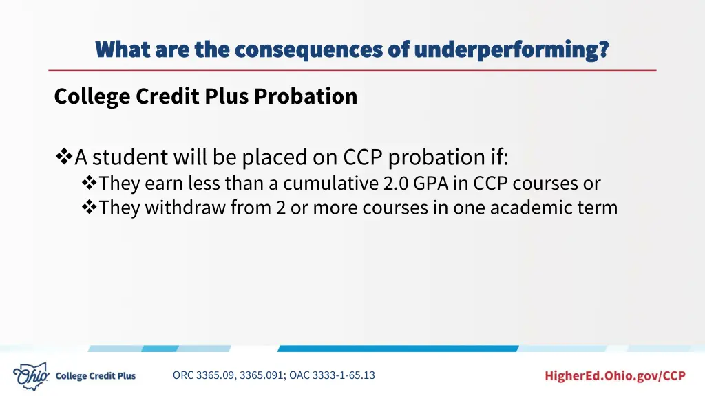what are the consequences of underperforming what 1