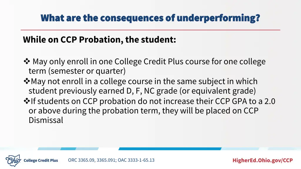 what are the consequences of underperforming what 2