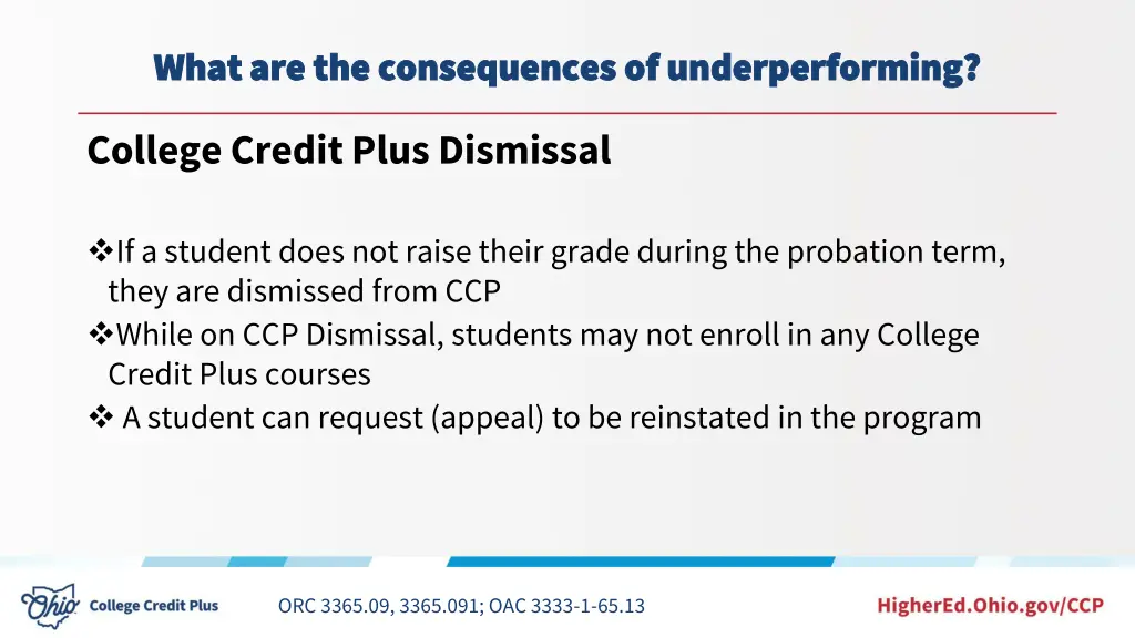 what are the consequences of underperforming what 3