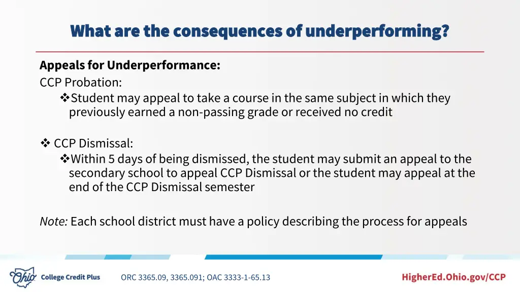 what are the consequences of underperforming what 4