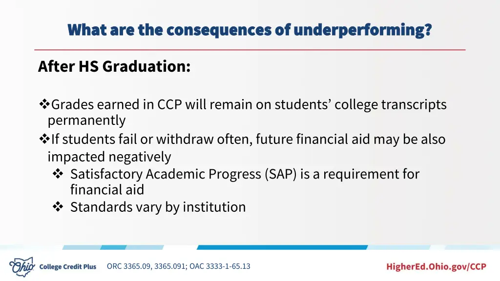 what are the consequences of underperforming what 5
