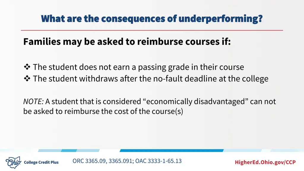 what are the consequences of underperforming what