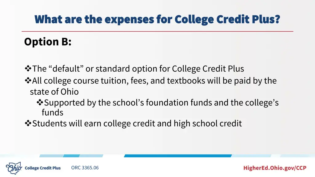 what are the expenses for college credit plus 1