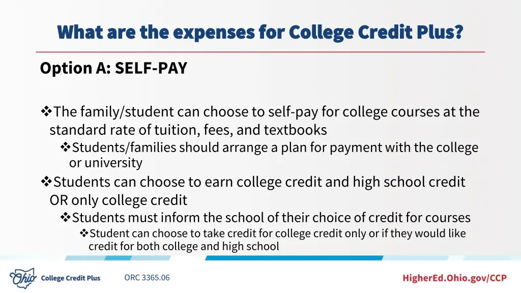 what are the expenses for college credit plus