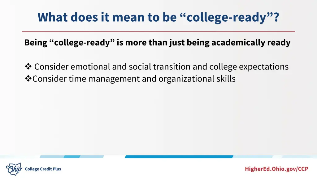 what does it mean to be college ready