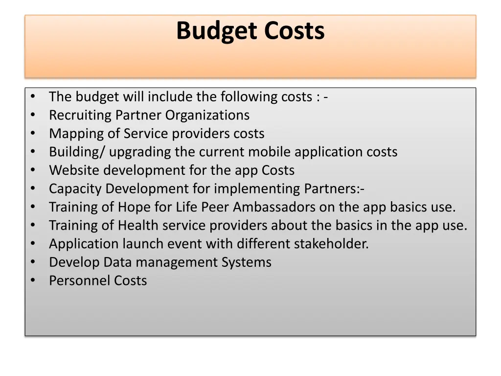 budget costs