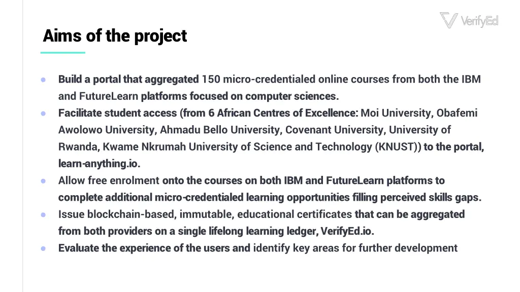 aims of the project