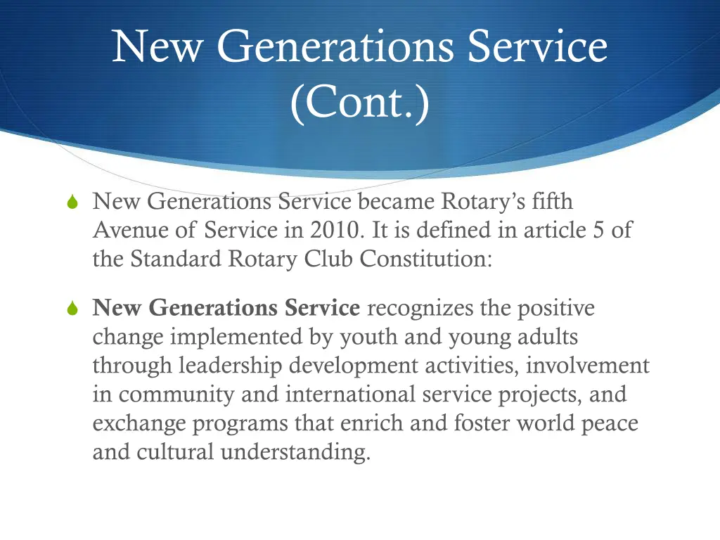 new generations service cont