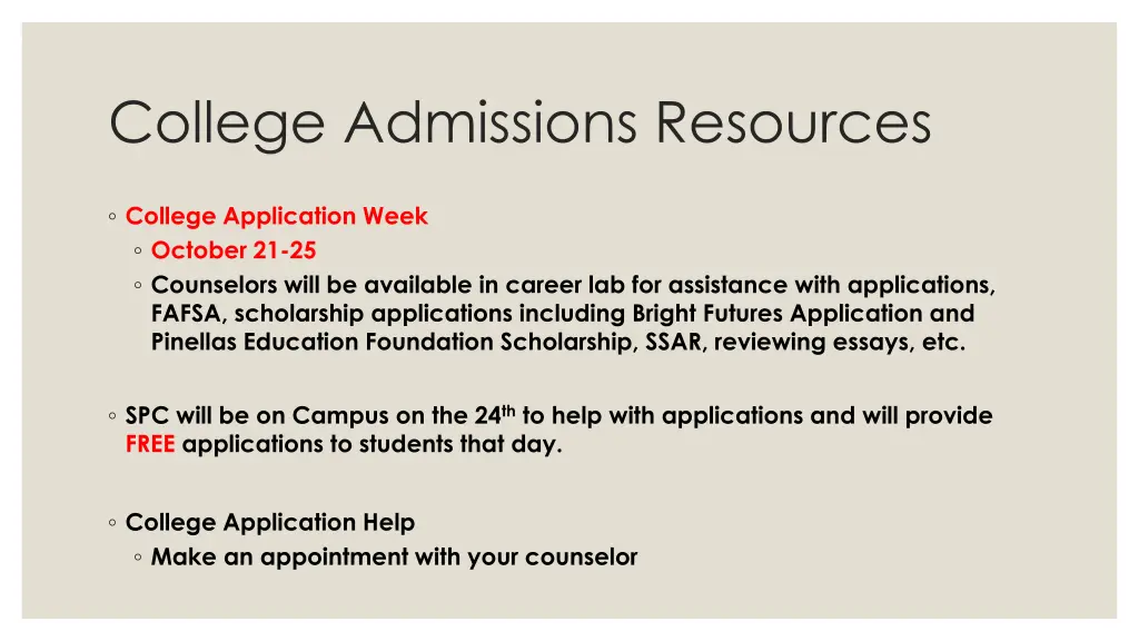 college admissions resources