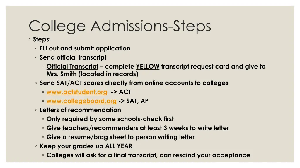 college admissions steps steps fill
