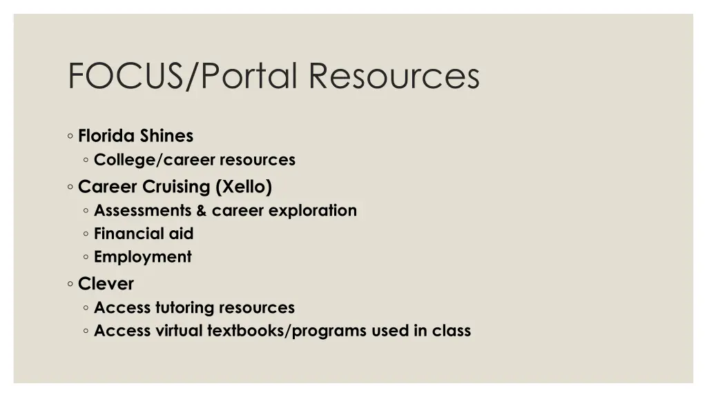 focus portal resources
