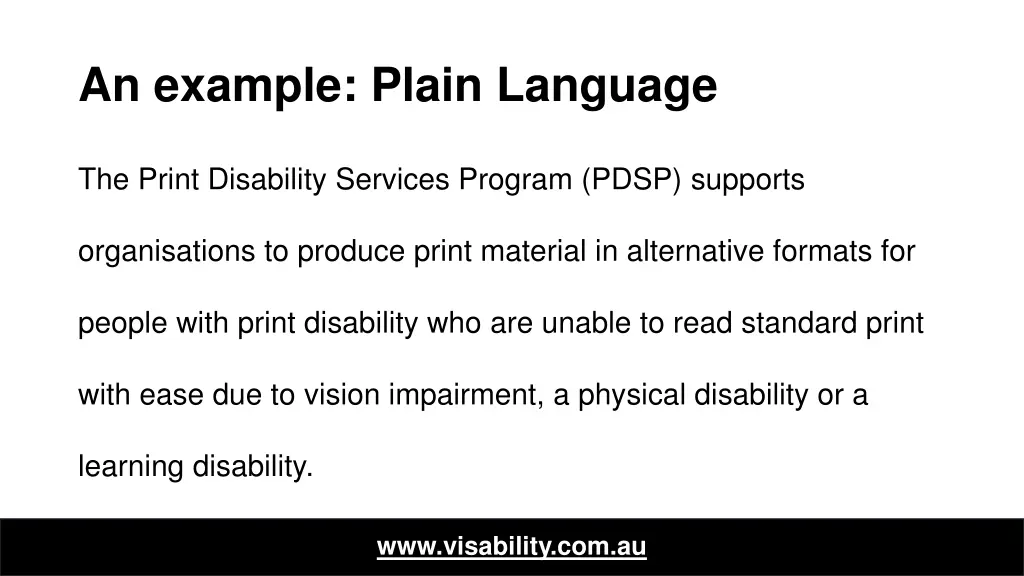 an example plain language